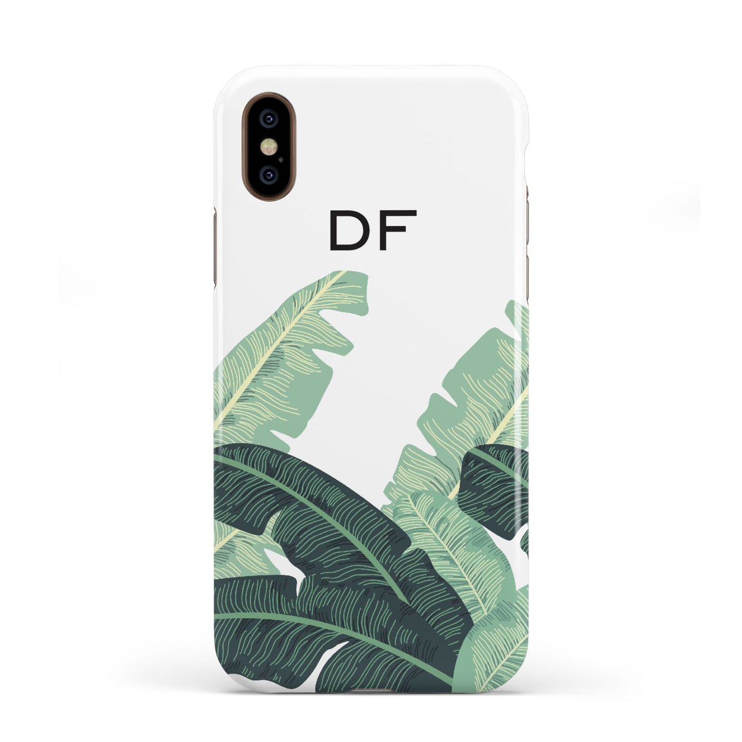 Personalised White Banana Leaf Apple iPhone XS 3D Tough