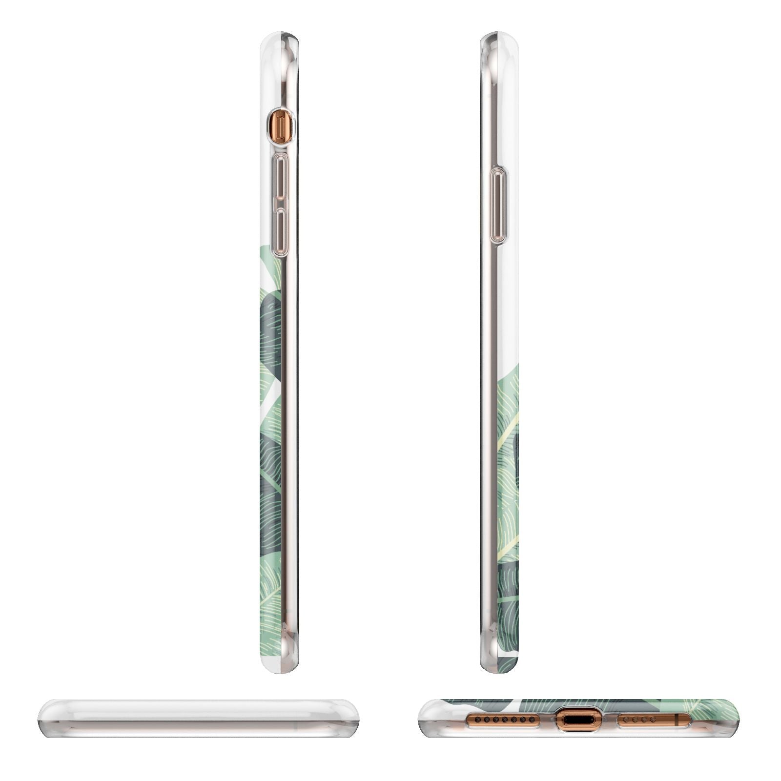 Personalised White Banana Leaf Apple iPhone XS Max 3D Wrap Tough Case Alternative Image Angles