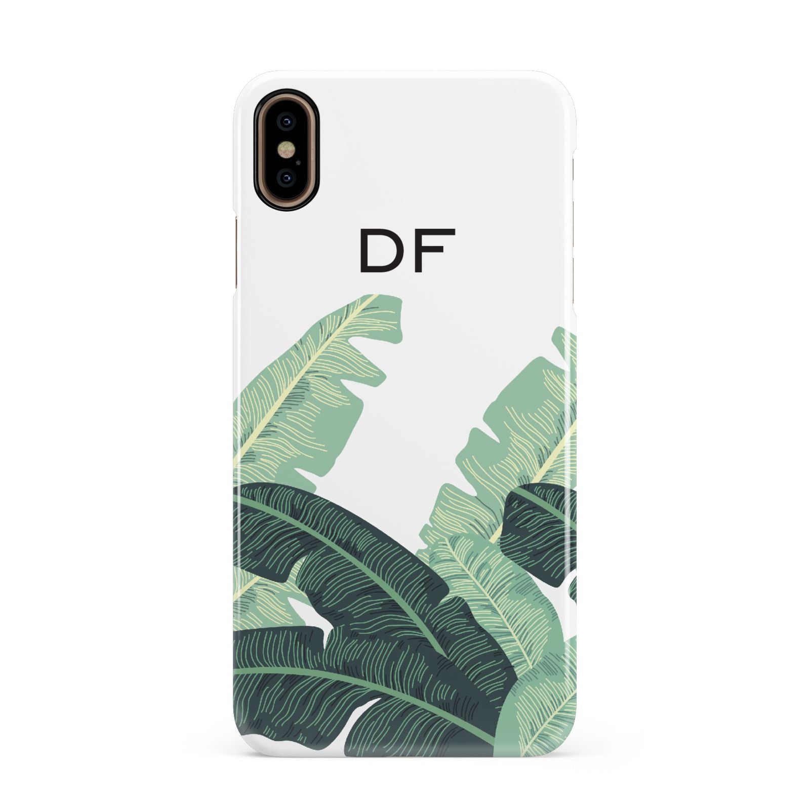 Personalised White Banana Leaf Apple iPhone Xs Max 3D Snap Case