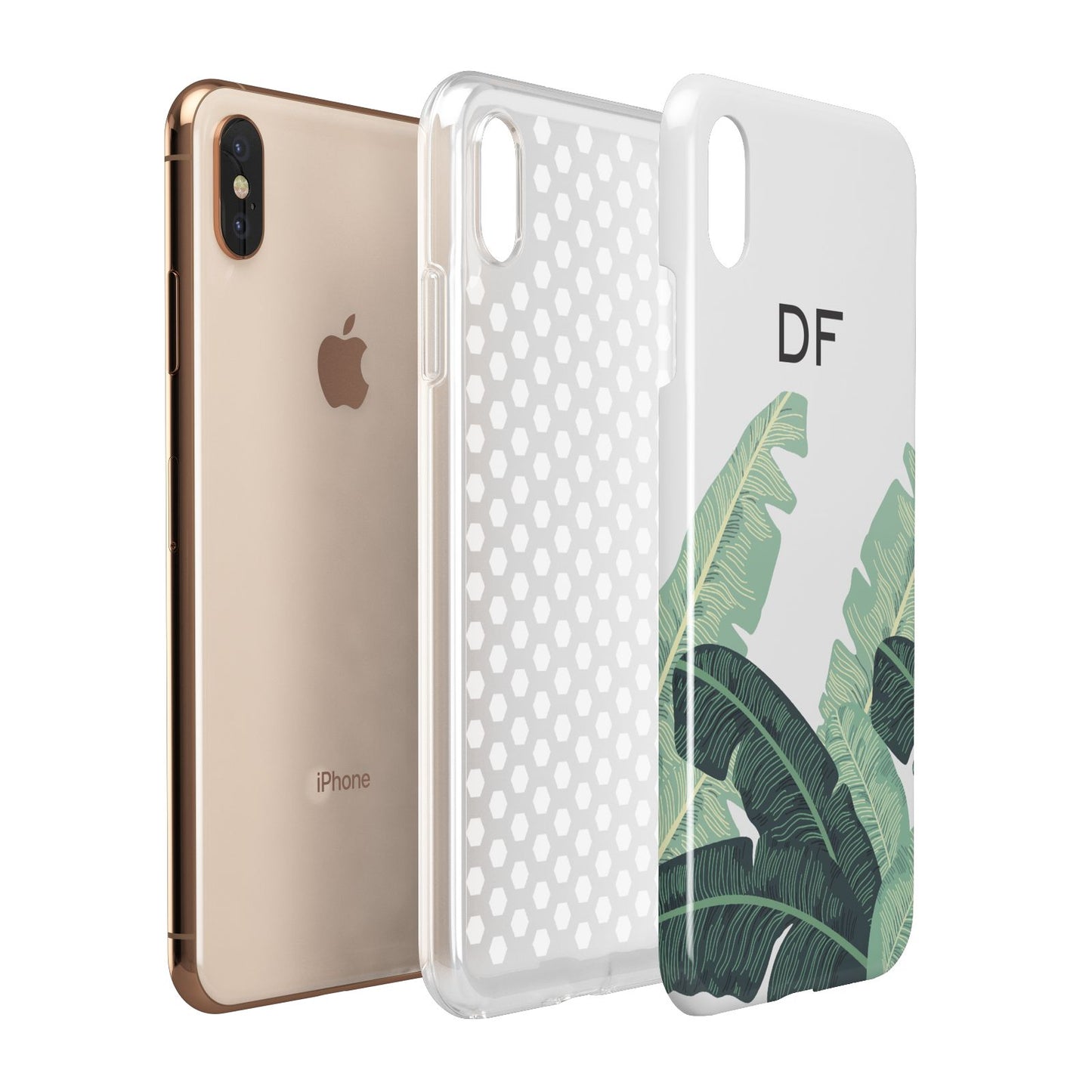Personalised White Banana Leaf Apple iPhone Xs Max 3D Tough Case Expanded View
