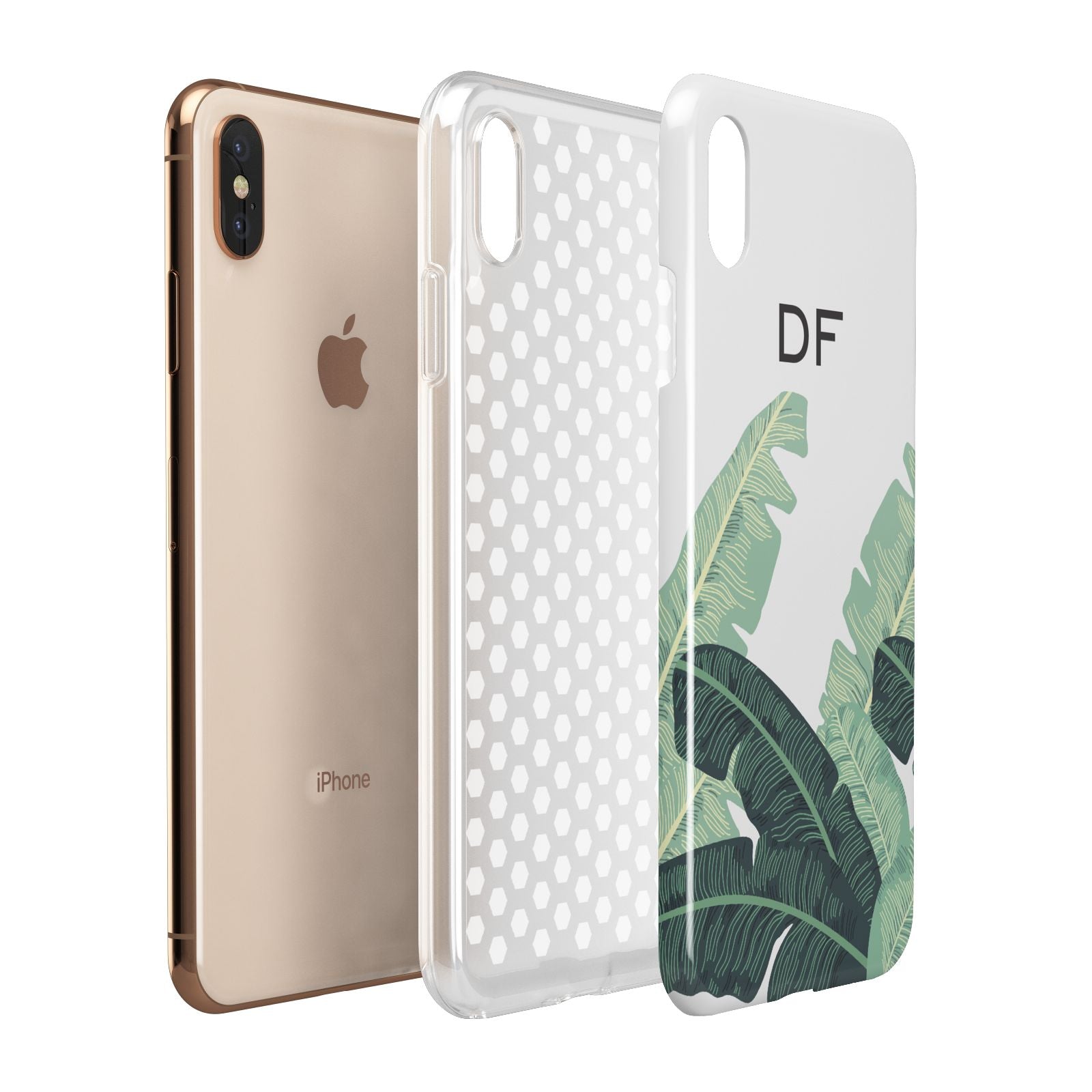 Personalised White Banana Leaf Apple iPhone Xs Max 3D Tough Case Expanded View
