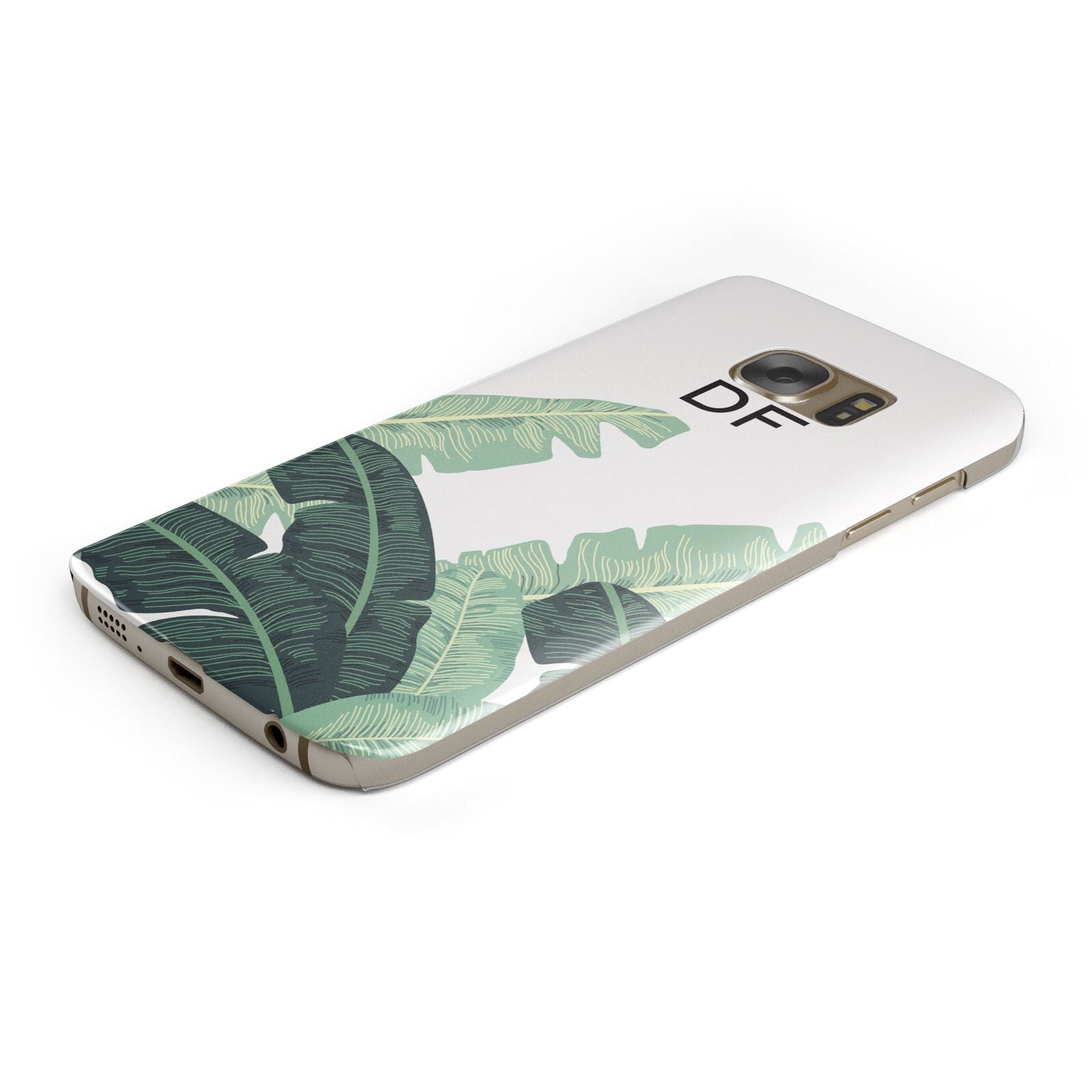 Personalised White Banana Leaf Protective Samsung Galaxy Case Angled Image