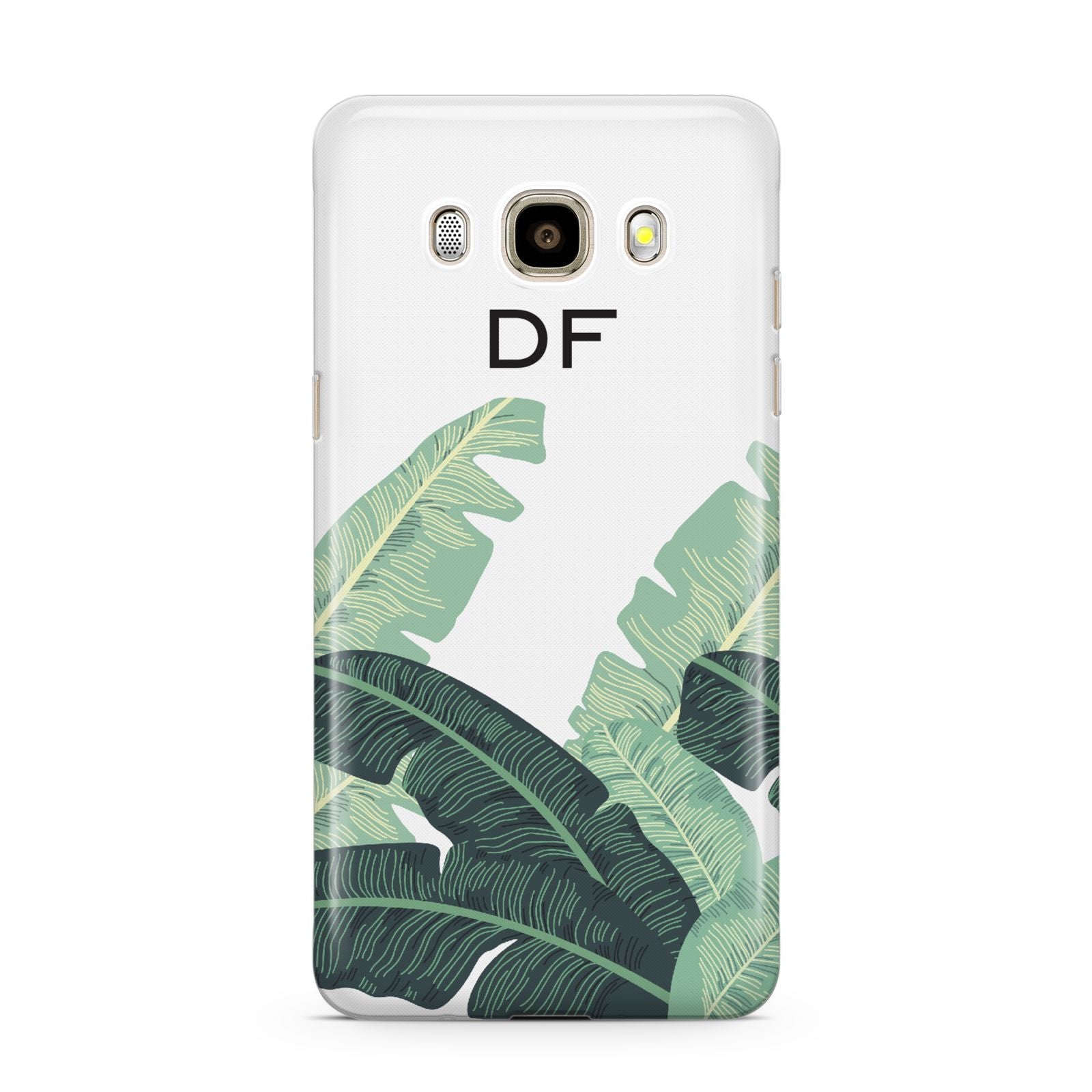Personalised White Banana Leaf Samsung Galaxy J7 2016 Case on gold phone