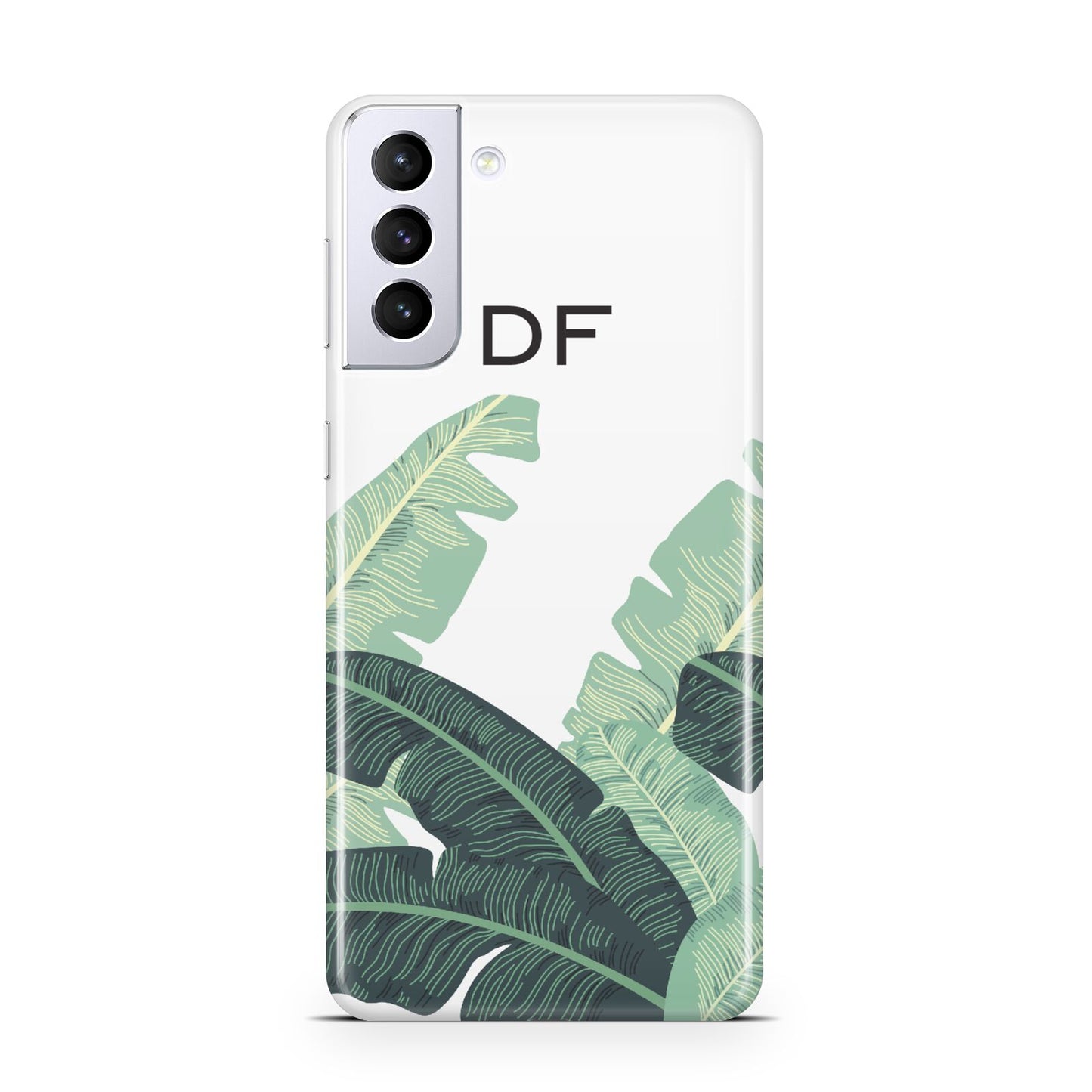 Personalised White Banana Leaf Samsung S21 Plus Phone Case