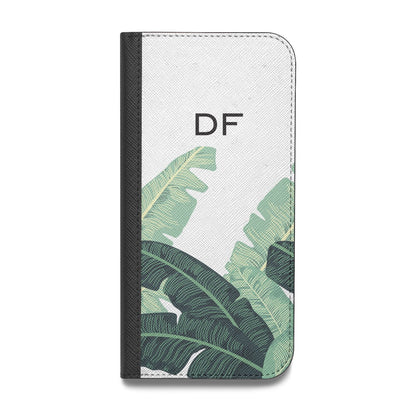 Personalised White Banana Leaf Vegan Leather Flip iPhone Case
