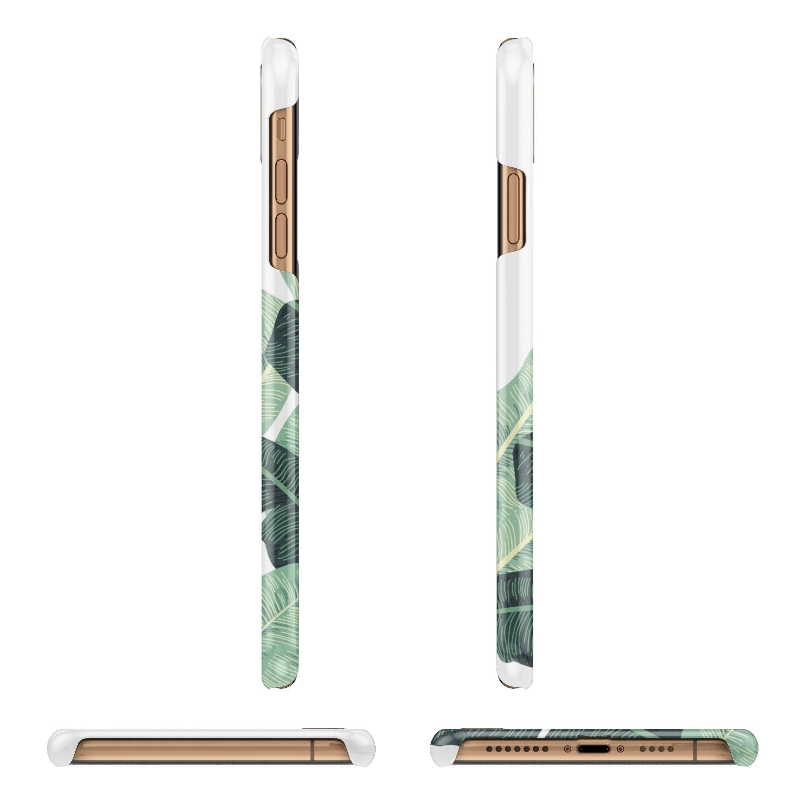 Personalised White Banana Leaf iPhone 11 Pro Max 3D Snap Case Angle Images