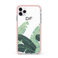 Personalised White Banana Leaf iPhone 11 Pro Max Impact Pink Edge Case