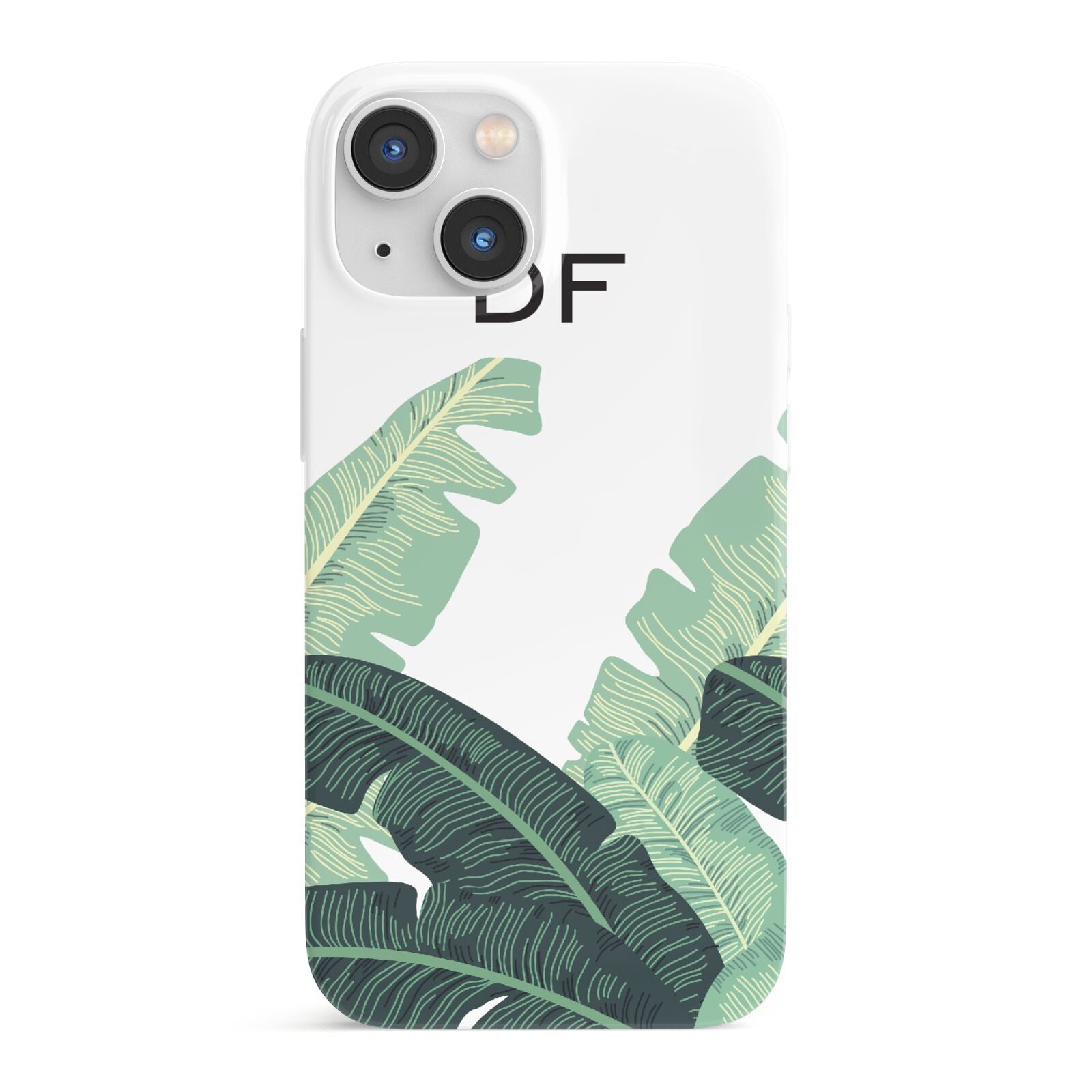 Personalised White Banana Leaf iPhone 13 Mini Full Wrap 3D Snap Case