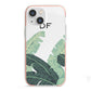 Personalised White Banana Leaf iPhone 13 Mini TPU Impact Case with Pink Edges