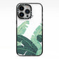 Personalised White Banana Leaf iPhone 13 Pro Black Impact Case on Silver phone