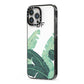 Personalised White Banana Leaf iPhone 13 Pro Max Black Impact Case Side Angle on Silver phone