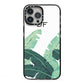 Personalised White Banana Leaf iPhone 13 Pro Max Black Impact Case on Silver phone