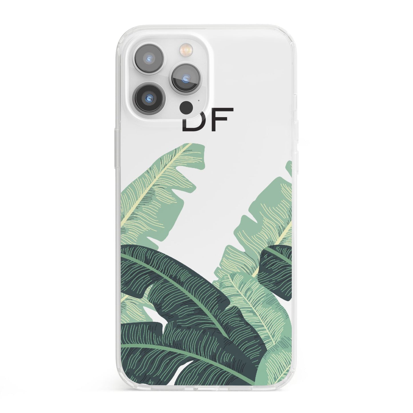 Personalised White Banana Leaf iPhone 13 Pro Max Clear Bumper Case