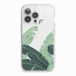 Personalised White Banana Leaf iPhone 13 Pro TPU Impact Case with White Edges