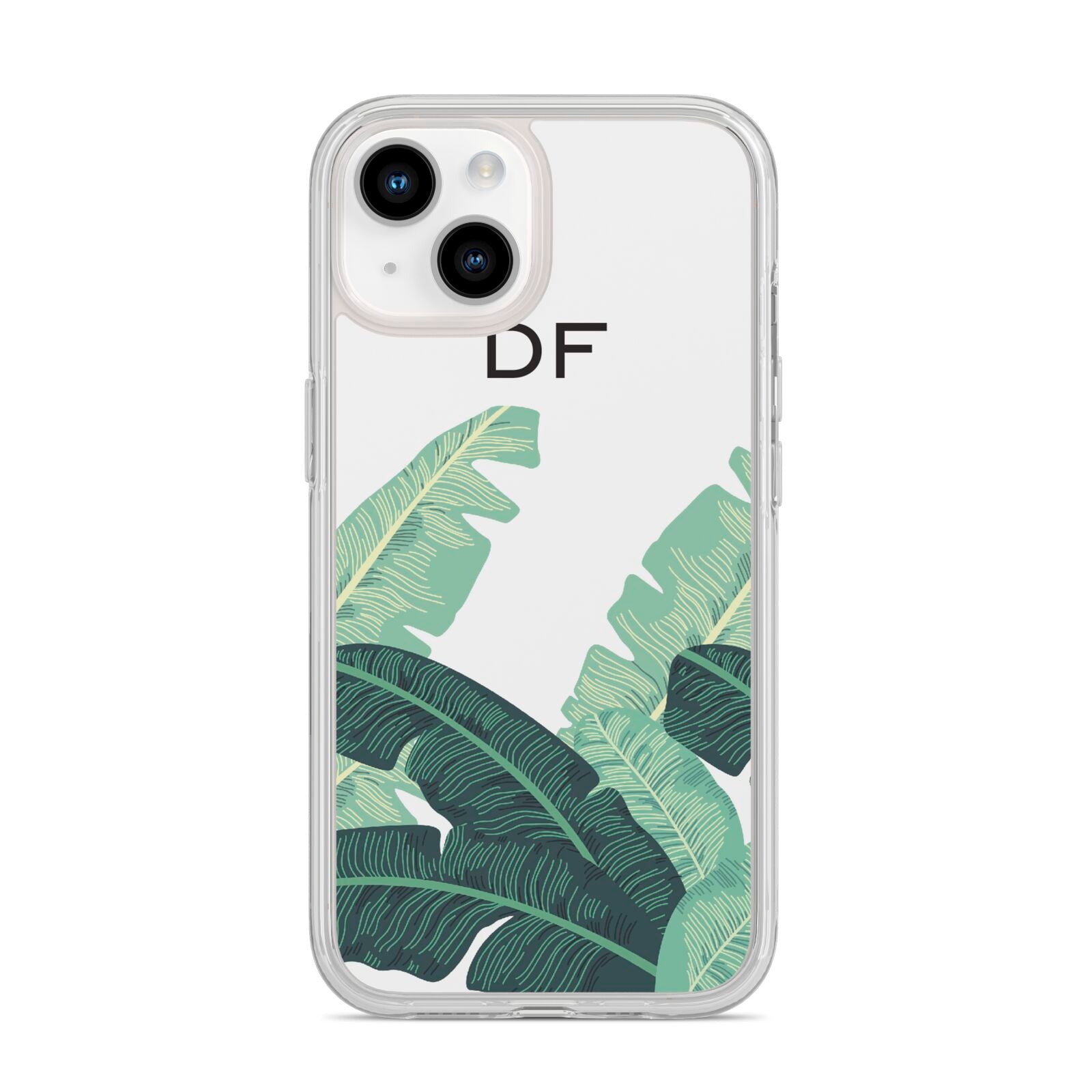 Personalised White Banana Leaf iPhone 14 Clear Tough Case Starlight