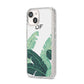 Personalised White Banana Leaf iPhone 14 Glitter Tough Case Starlight Angled Image