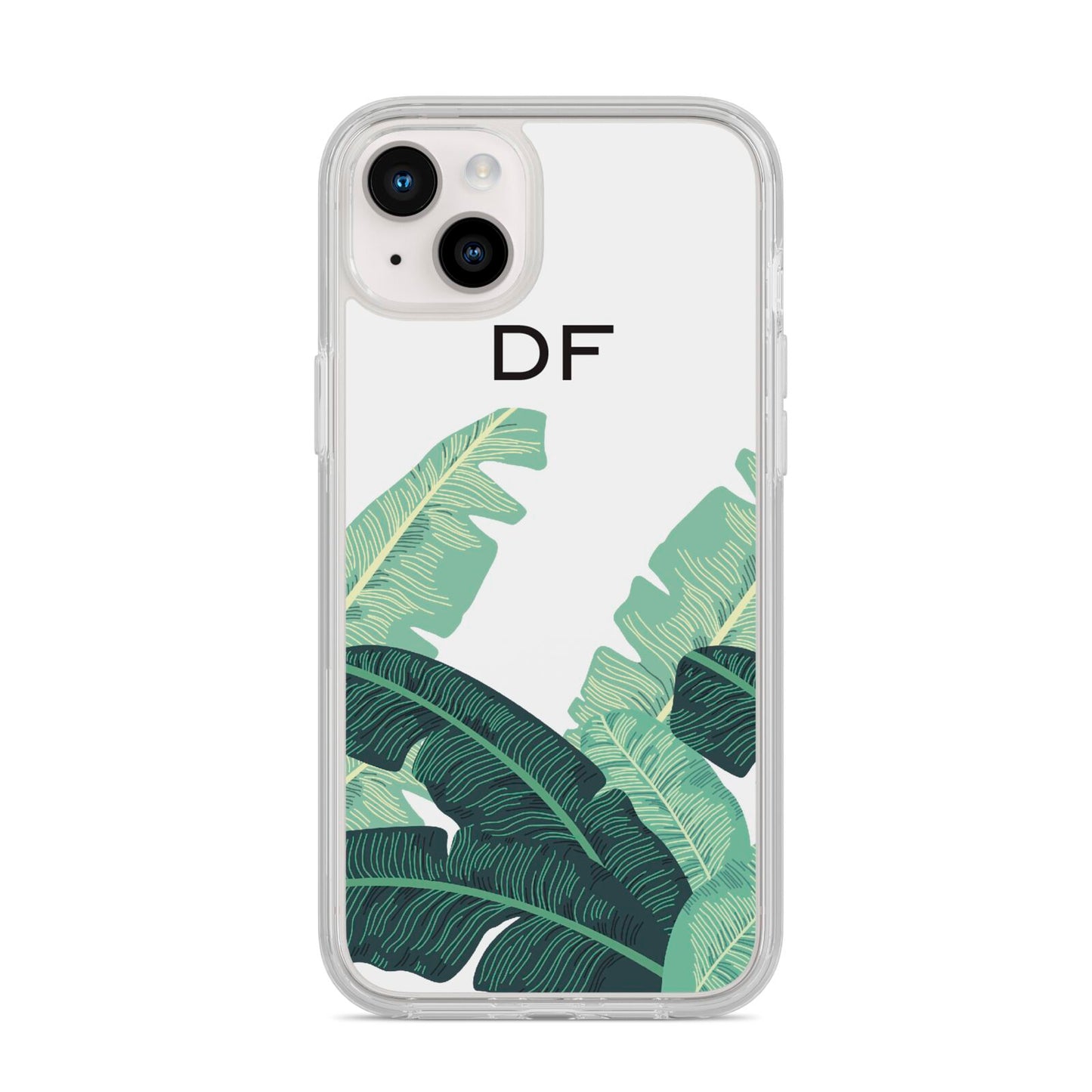 Personalised White Banana Leaf iPhone 14 Plus Clear Tough Case Starlight