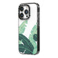 Personalised White Banana Leaf iPhone 14 Pro Black Impact Case Side Angle on Silver phone