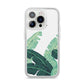 Personalised White Banana Leaf iPhone 14 Pro Clear Tough Case Silver
