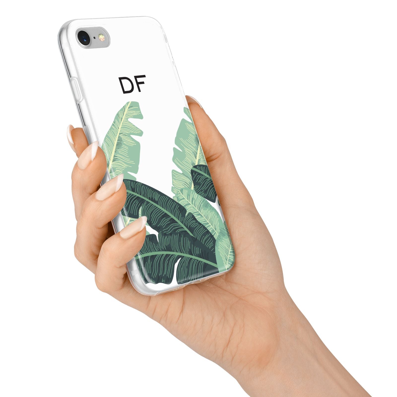 Personalised White Banana Leaf iPhone 7 Bumper Case on Silver iPhone Alternative Image