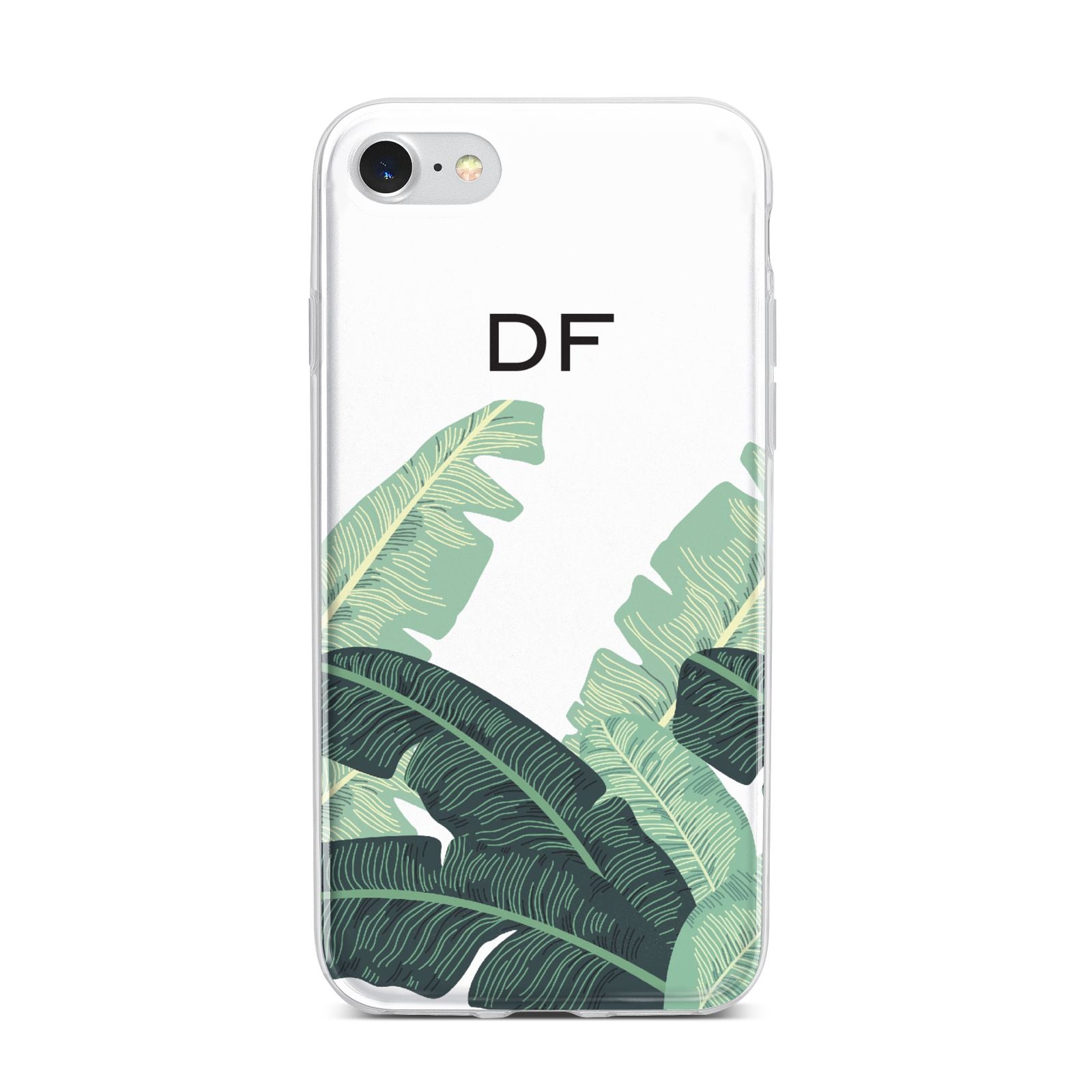 Personalised White Banana Leaf iPhone 7 Bumper Case on Silver iPhone