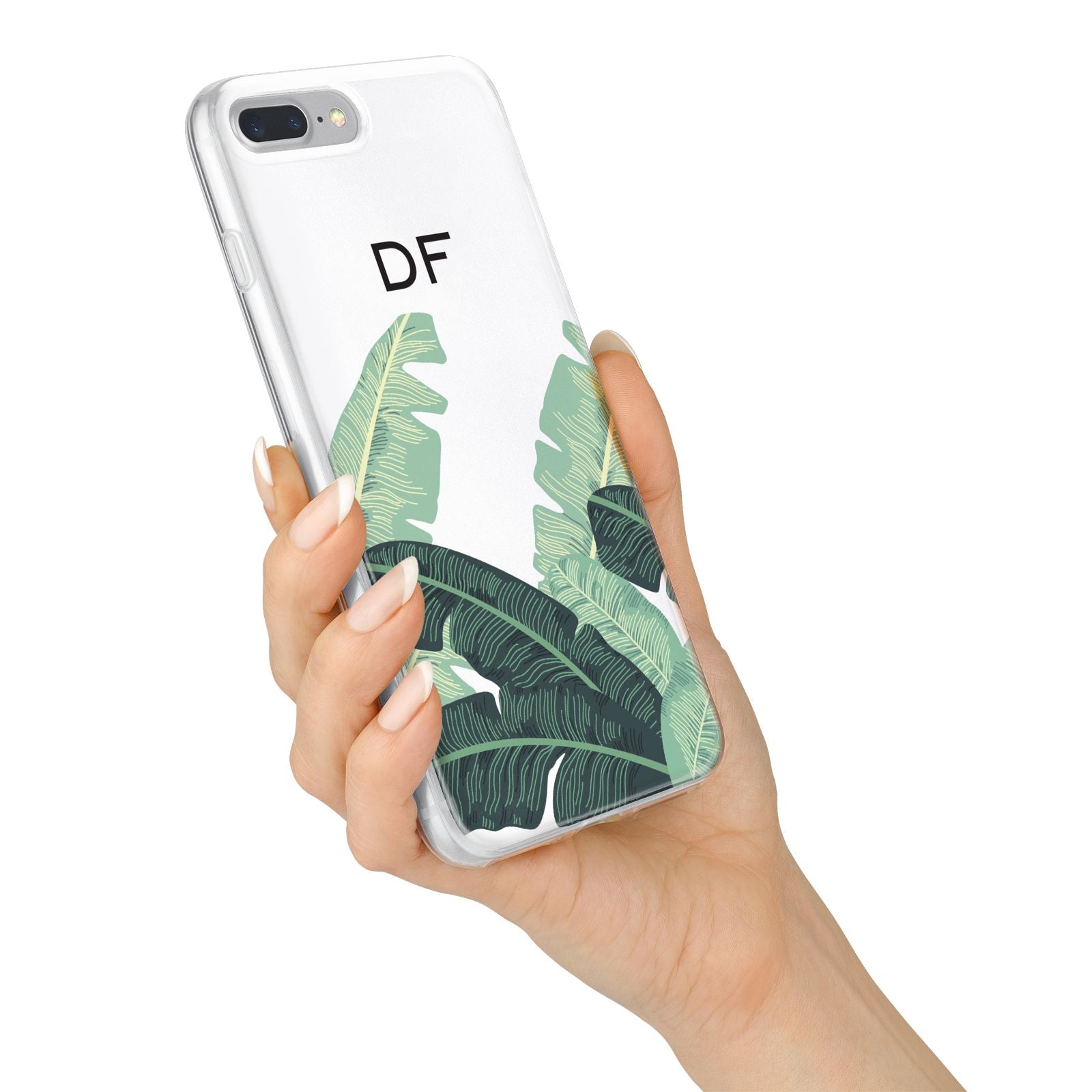 Personalised White Banana Leaf iPhone 7 Plus Bumper Case on Silver iPhone Alternative Image