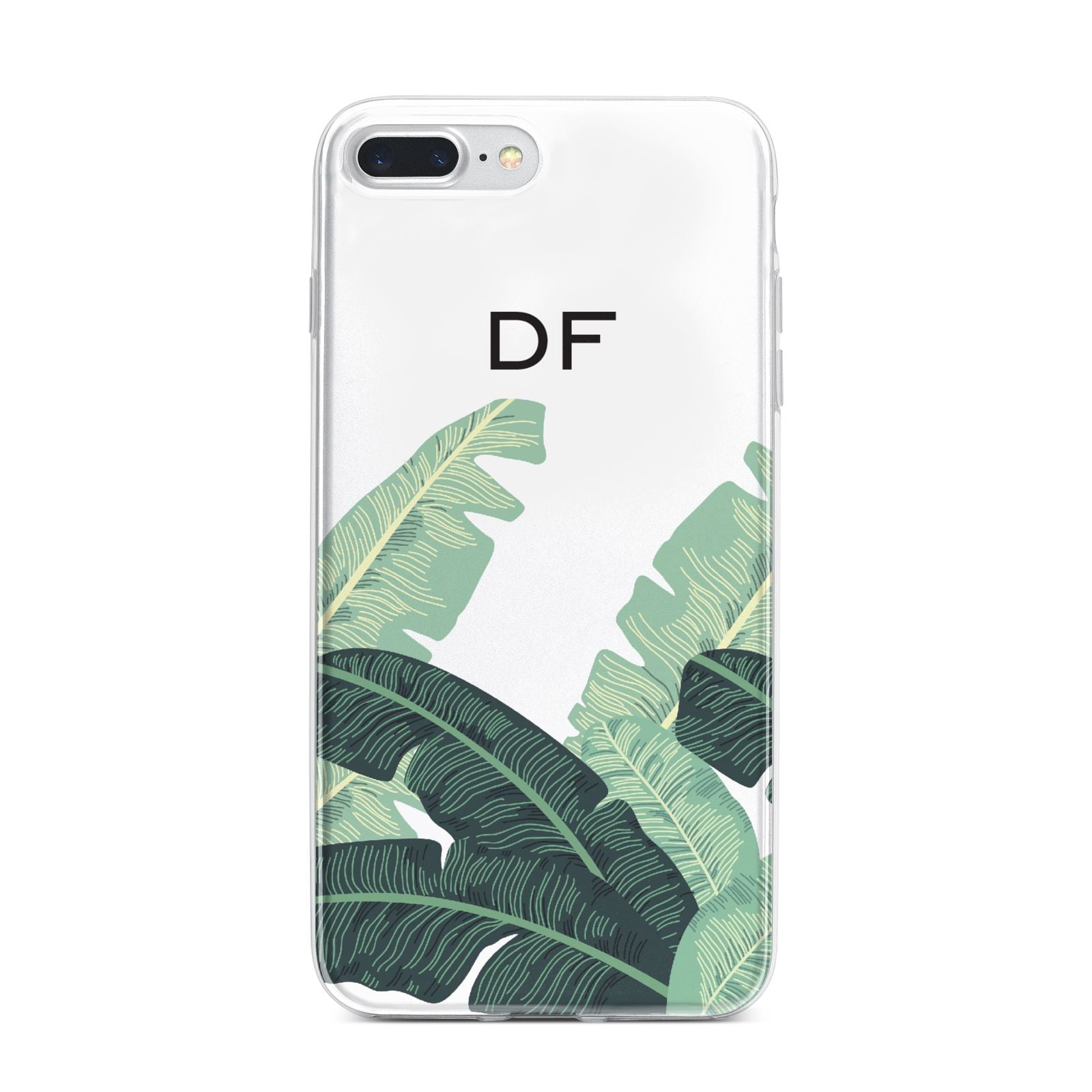 Personalised White Banana Leaf iPhone 7 Plus Bumper Case on Silver iPhone