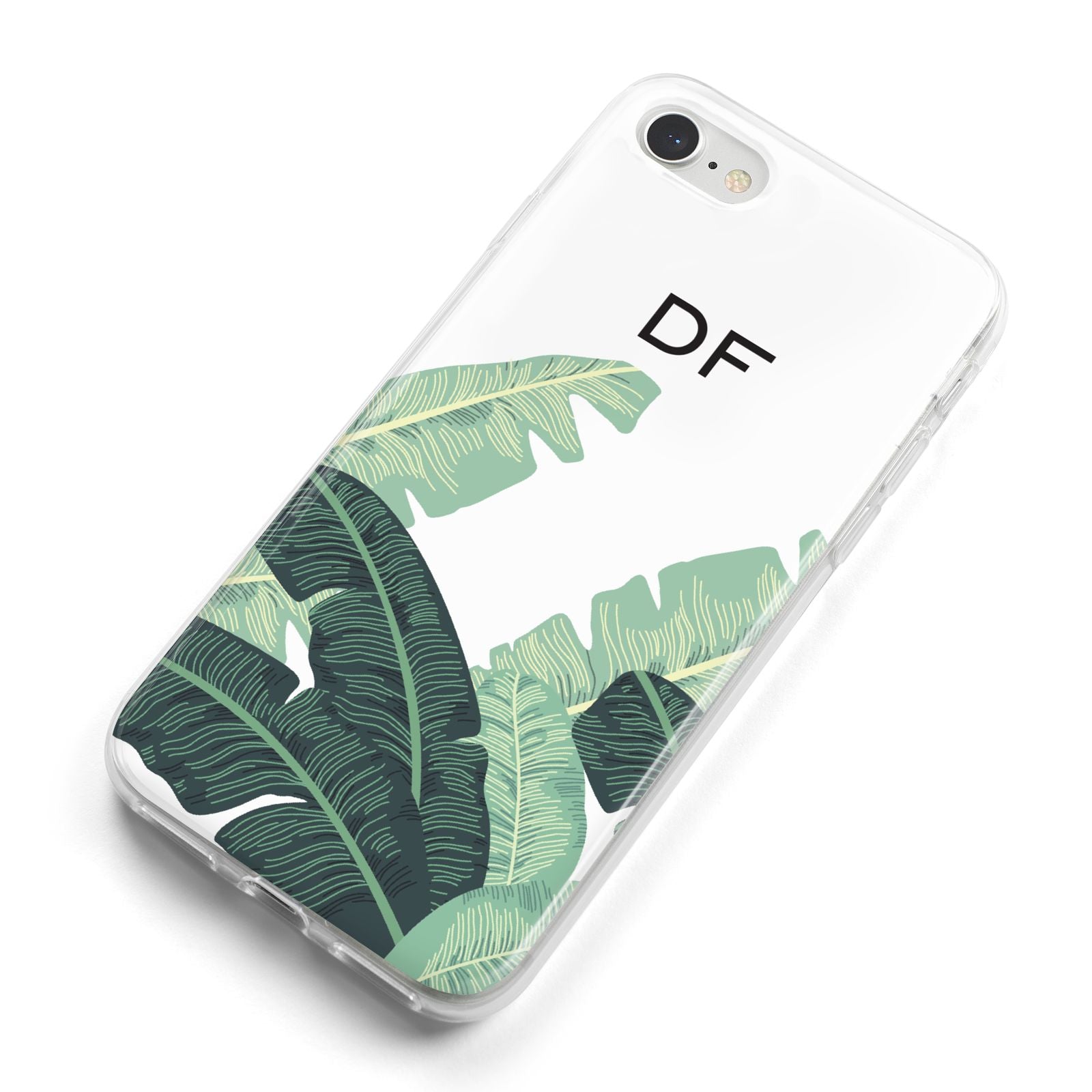 Personalised White Banana Leaf iPhone 8 Bumper Case on Silver iPhone Alternative Image