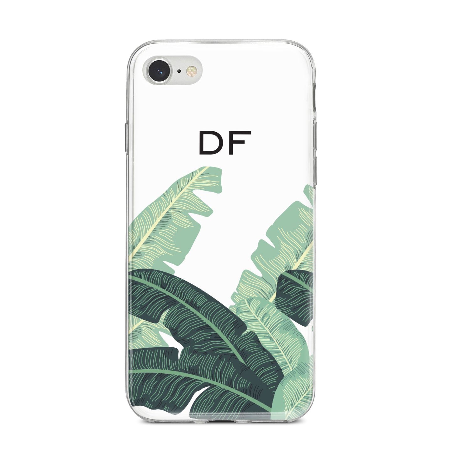 Personalised White Banana Leaf iPhone 8 Bumper Case on Silver iPhone