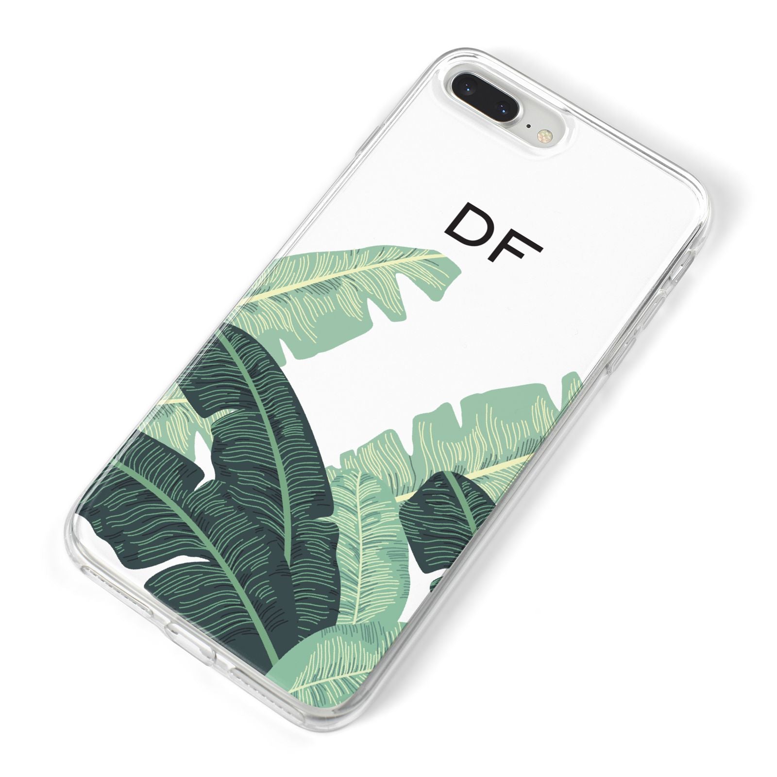 Personalised White Banana Leaf iPhone 8 Plus Bumper Case on Silver iPhone Alternative Image