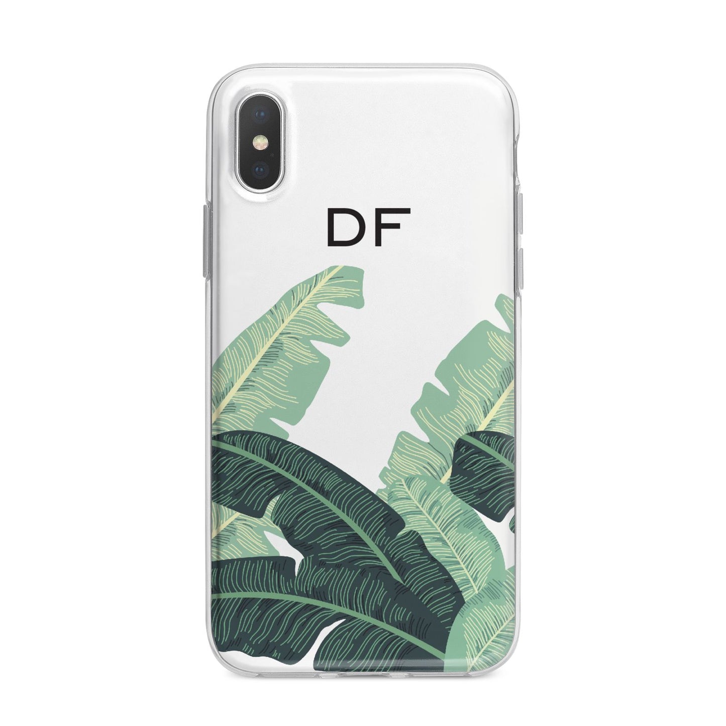 Personalised White Banana Leaf iPhone X Bumper Case on Silver iPhone Alternative Image 1