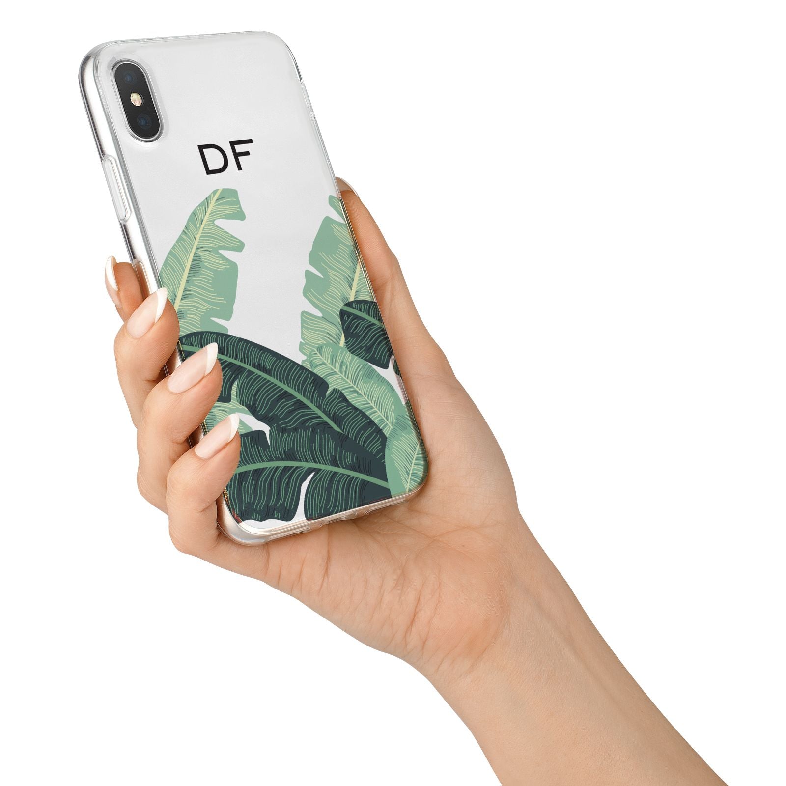 Personalised White Banana Leaf iPhone X Bumper Case on Silver iPhone Alternative Image 2