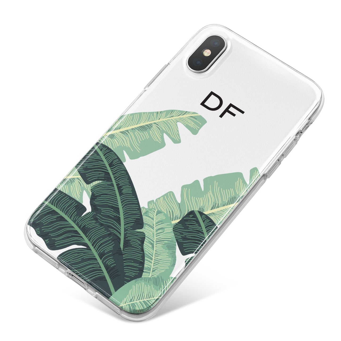 Personalised White Banana Leaf iPhone X Bumper Case on Silver iPhone