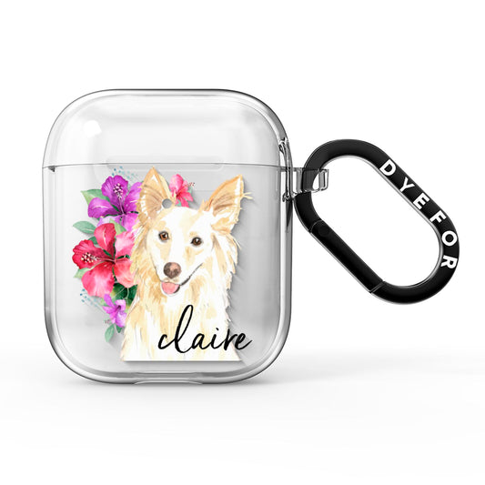 Personalised White Collie AirPods Clear Case