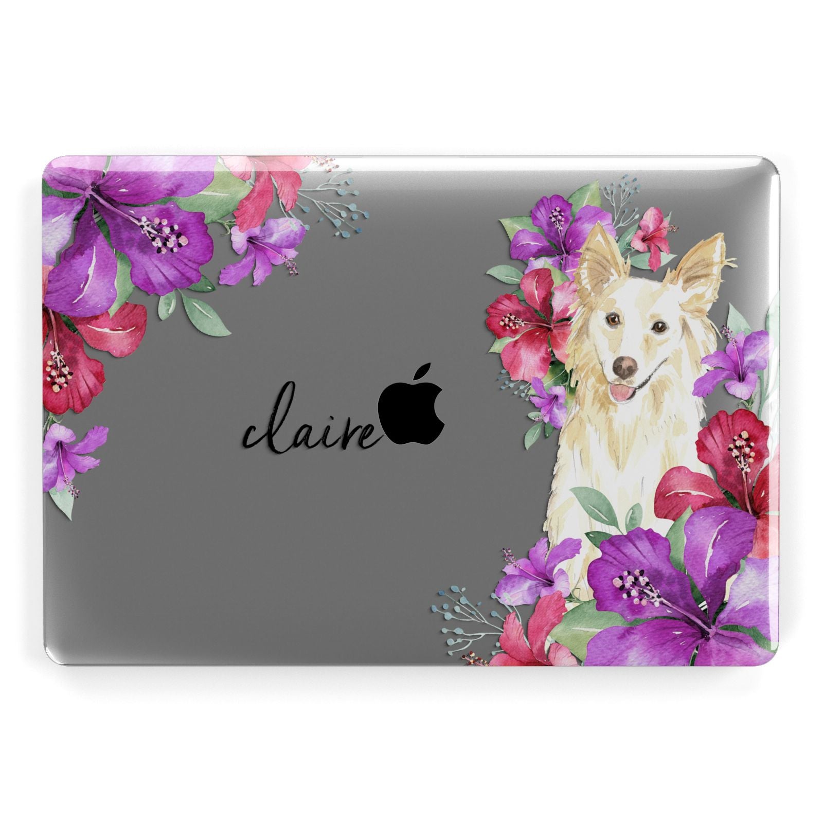 Personalised White Collie Apple MacBook Case