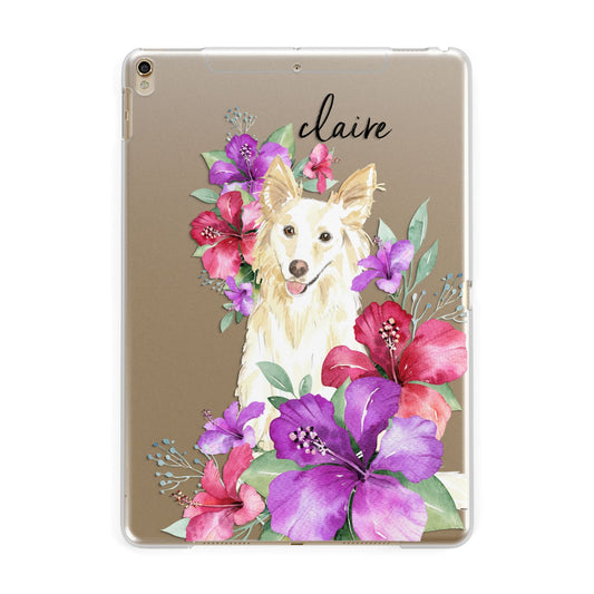 Personalised White Collie Apple iPad Gold Case