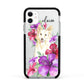 Personalised White Collie Apple iPhone 11 in White with Black Impact Case