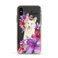 Personalised White Collie Apple iPhone Xs Impact Case Pink Edge on Black Phone