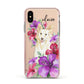 Personalised White Collie Apple iPhone Xs Impact Case Pink Edge on Gold Phone