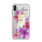 Personalised White Collie Apple iPhone Xs Max Impact Case Pink Edge on Silver Phone
