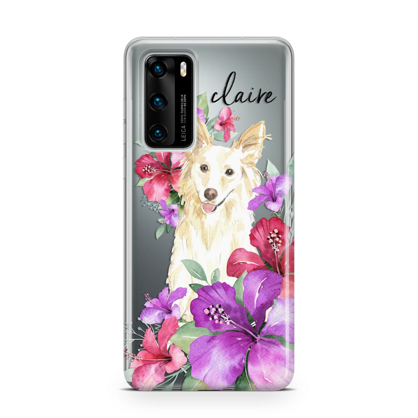 Personalised White Collie Huawei P40 Phone Case