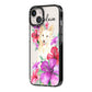 Personalised White Collie iPhone 14 Black Impact Case Side Angle on Silver phone