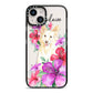 Personalised White Collie iPhone 14 Black Impact Case on Silver phone