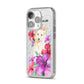 Personalised White Collie iPhone 14 Pro Glitter Tough Case Silver Angled Image