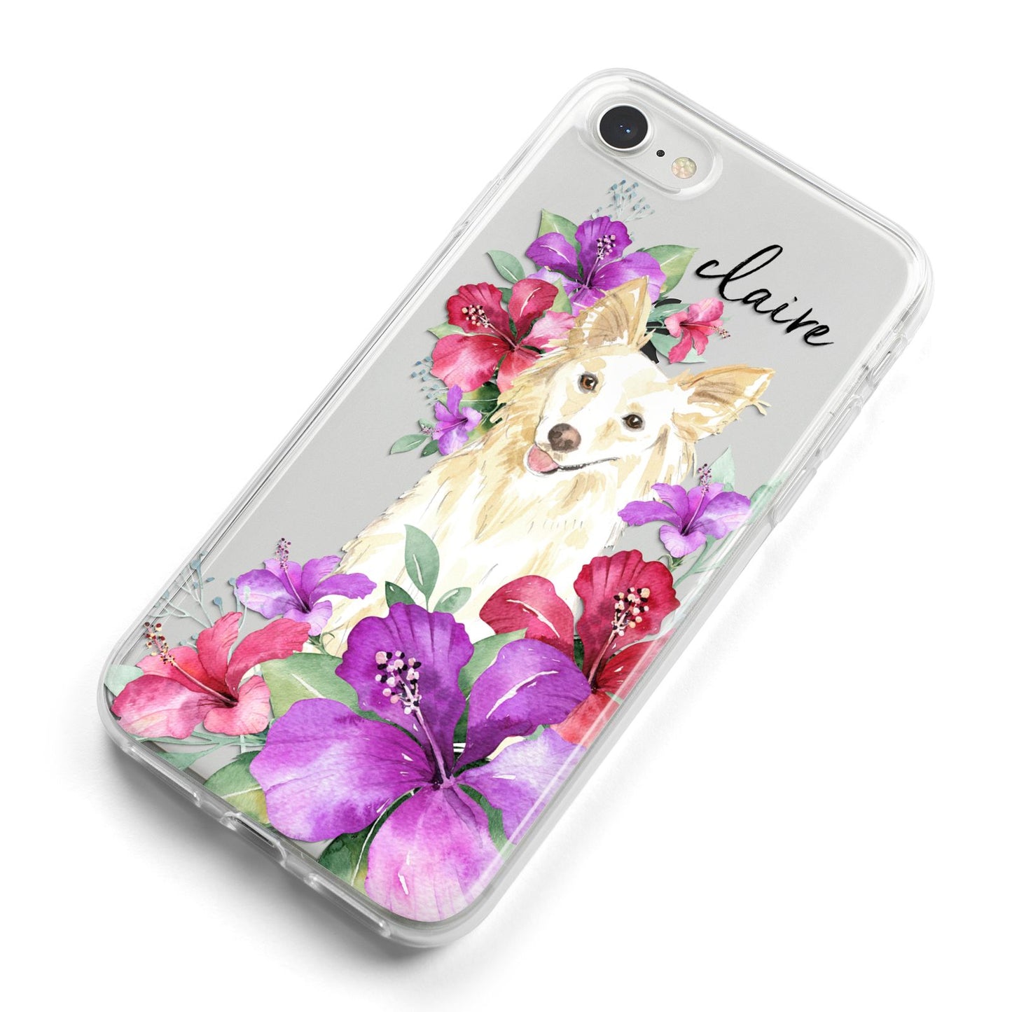 Personalised White Collie iPhone 8 Bumper Case on Silver iPhone Alternative Image