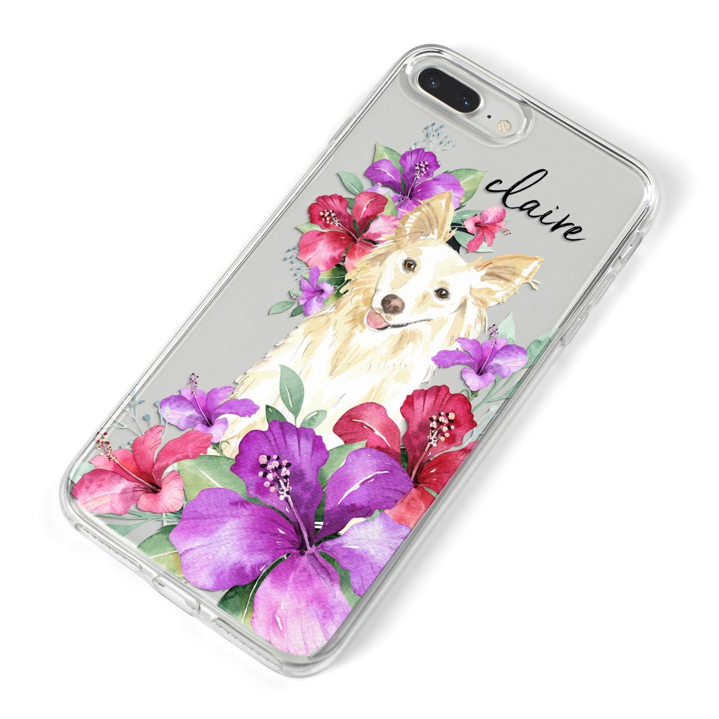 Personalised White Collie iPhone 8 Plus Bumper Case on Silver iPhone Alternative Image