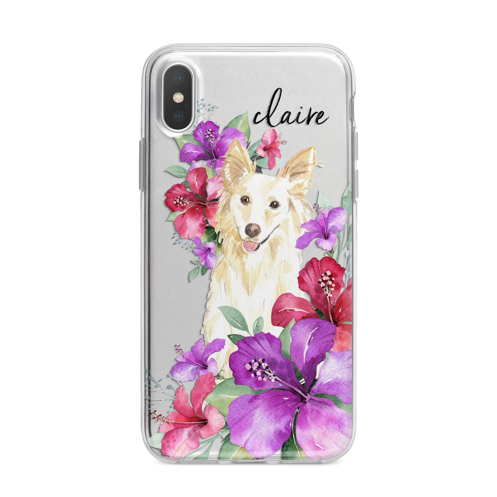Personalised White Collie iPhone X Bumper Case on Silver iPhone Alternative Image 1