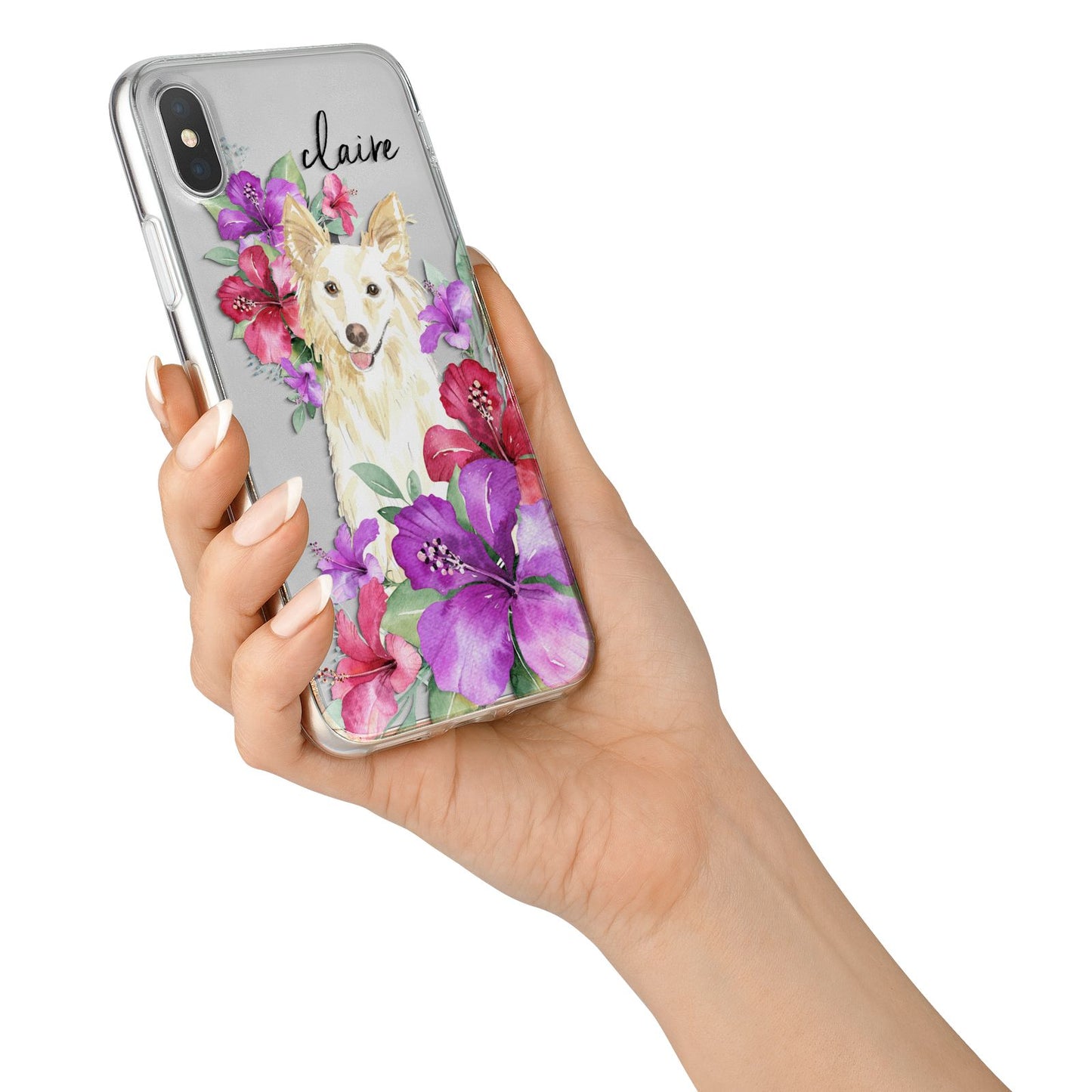 Personalised White Collie iPhone X Bumper Case on Silver iPhone Alternative Image 2