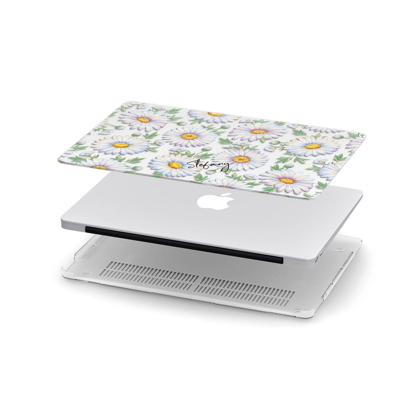 Personalised White Daisy Apple MacBook Case in Detail