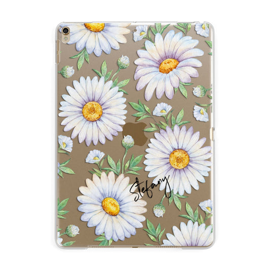 Personalised White Daisy Apple iPad Gold Case